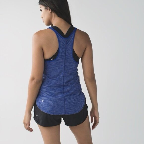 Lululemon What The Sport Singlet II Heathered Sapphire Blue Size 6 - Picture 3 of 10
